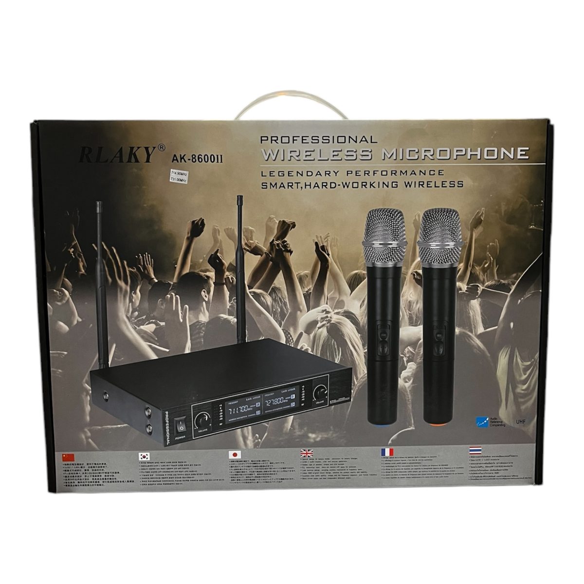 🎤میکروفن بی‌سیم حرفه‌ای دو کاناله RLAKY مدل AK-8600II با گیرنده دیجیتال